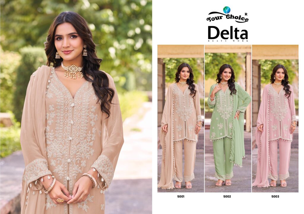 Beautiful Your Choice Delta Chinon Embroidered Designer Salwar Kameez Wholesale 2026