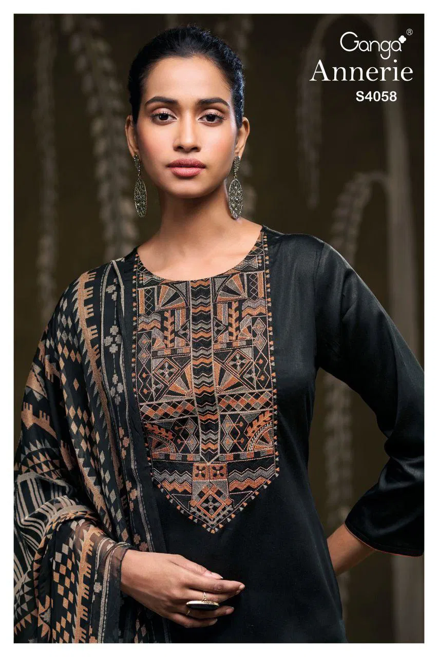 Launching Ganga Annerie 4058 Cotton Satin With Embroidery Salwar Kameez Wholesale 2026