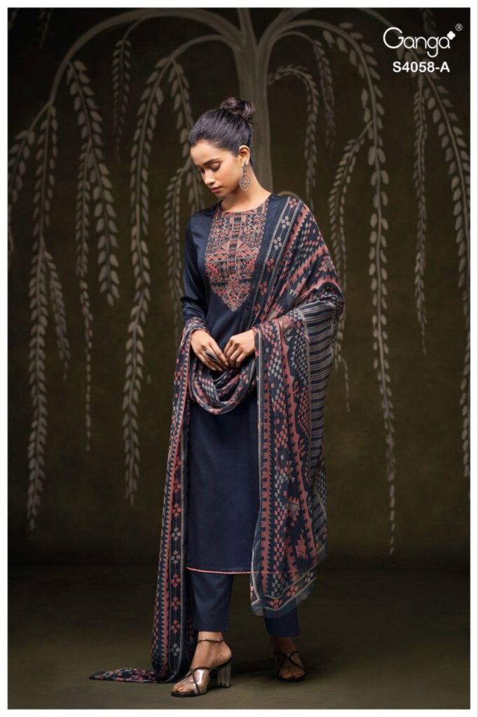 Launching Ganga Annerie 4058 Cotton Satin With Embroidery Salwar Kameez Wholesale 2026