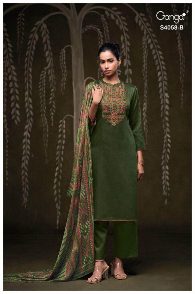 Launching Ganga Annerie 4058 Cotton Satin With Embroidery Salwar Kameez Wholesale 2026