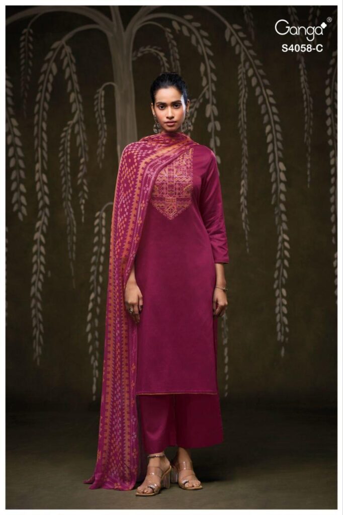 Launching Ganga Annerie 4058 Cotton Satin With Embroidery Salwar Kameez Wholesale 2026