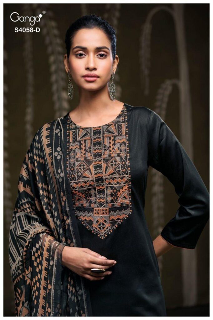 Launching Ganga Annerie 4058 Cotton Satin With Embroidery Salwar Kameez Wholesale 2026