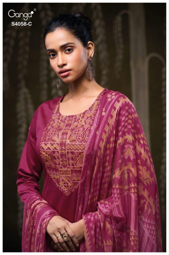Launching Ganga Annerie 4058 Cotton Satin With Embroidery Salwar Kameez Wholesale 2026