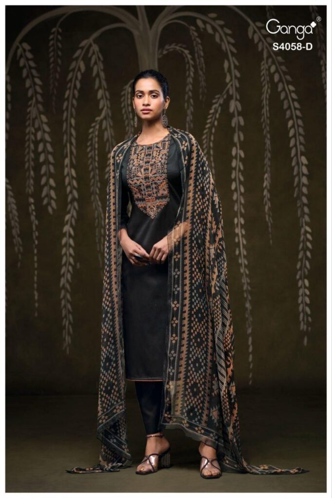 Launching Ganga Annerie 4058 Cotton Satin With Embroidery Salwar Kameez Wholesale 2026