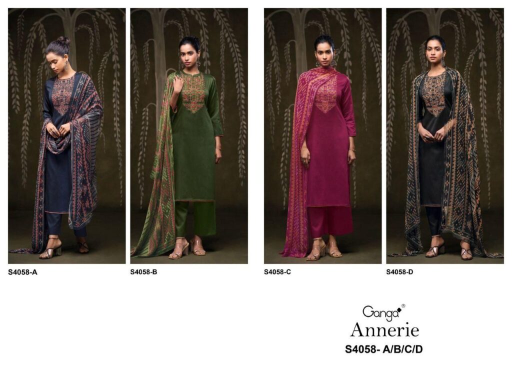 Launching Ganga Annerie 4058 Cotton Satin With Embroidery Salwar Kameez Wholesale 2026