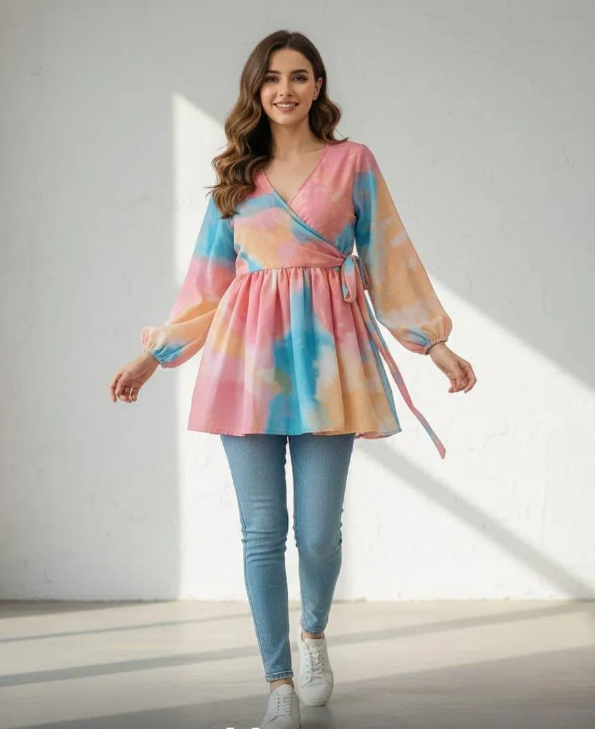 Latest 9Star Fashion Rose Rayon Fancy Tunic Top Collection Wholesale 2026