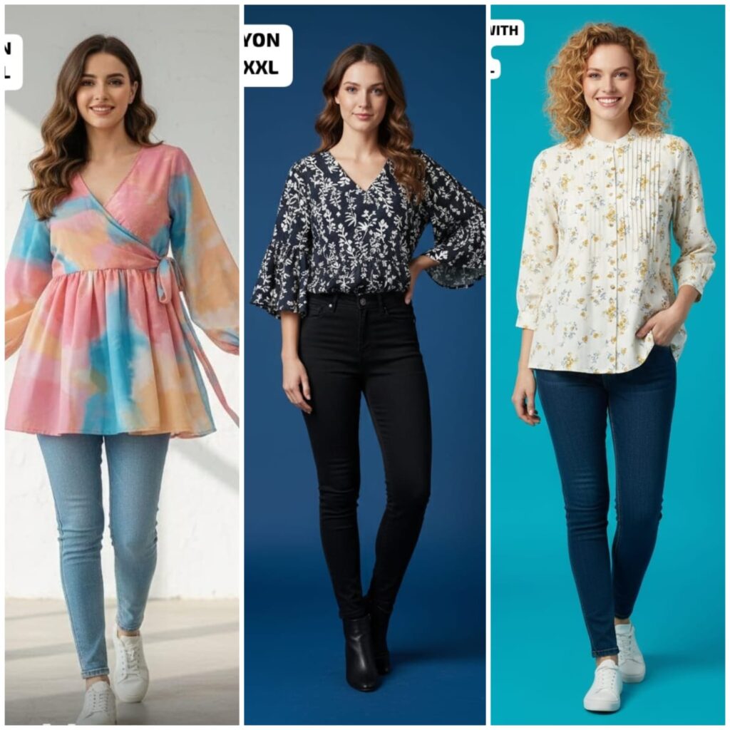 Latest 9Star Fashion Rose Rayon Fancy Tunic Top Collection Wholesale 2026