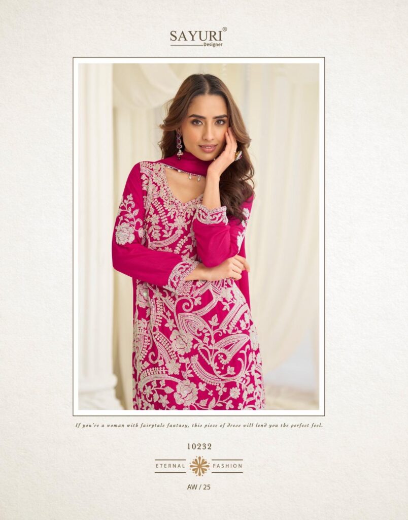 Stylish Sayuri Hoor Premium Georgette Chinon Heavy Embroidery Top With Plazzo Pant Wholesale 2026