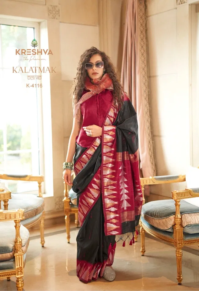 Beautiful Kreshva Kalatmak Silk With Traditional Temple Border Saree Wholesale 2026