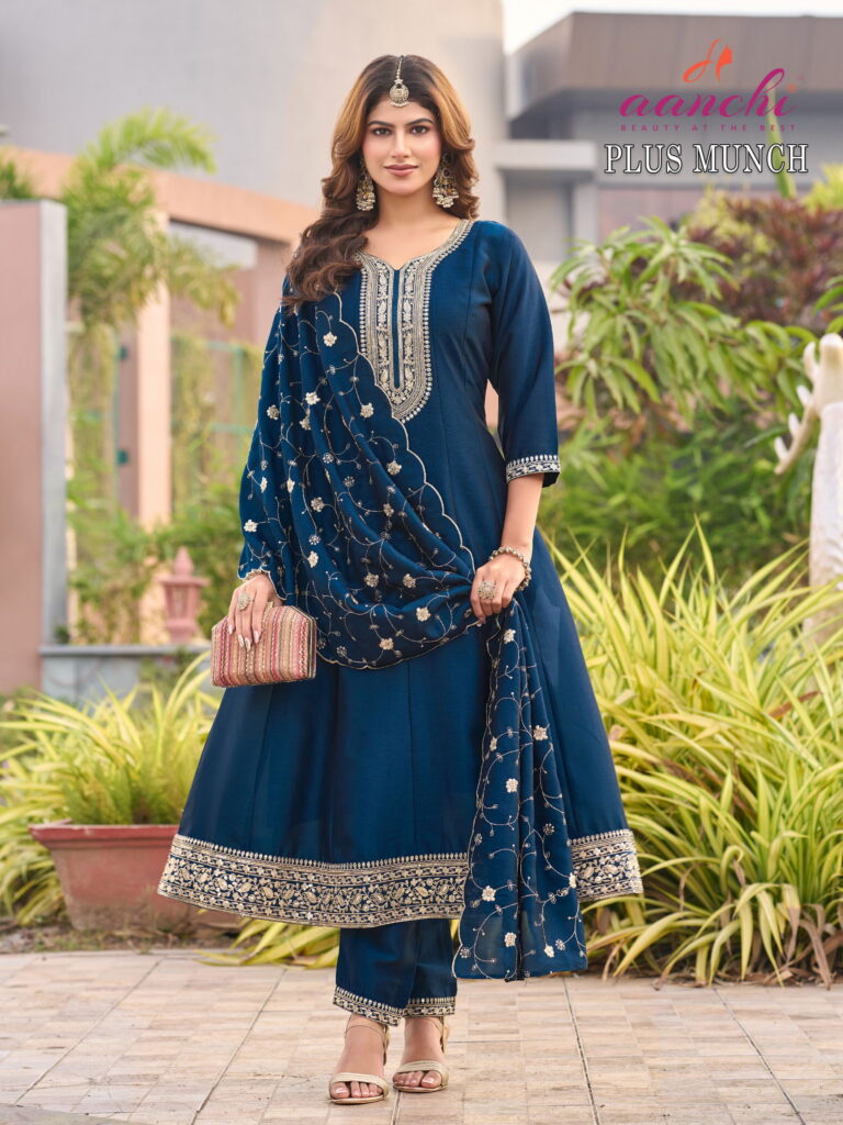 Launching Aanchi Plus Munch Crystal Silk Kurti Pant And Dupatta Collection Wholesale 2026
