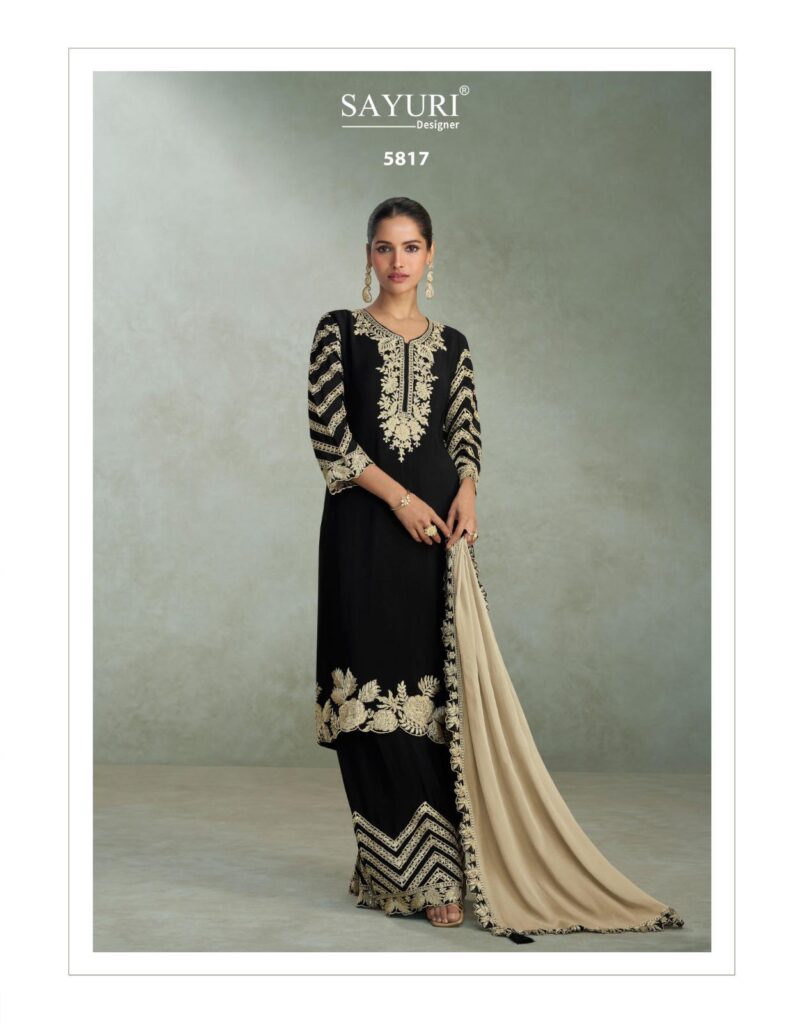 Buy Sayuri Samira Chinon Silk Embroidery Top With Plazzo Suit Wholesale 2026