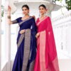 Lekha YF Mritsa Chinon Self Printed Zari Weaving Saree Wholesale