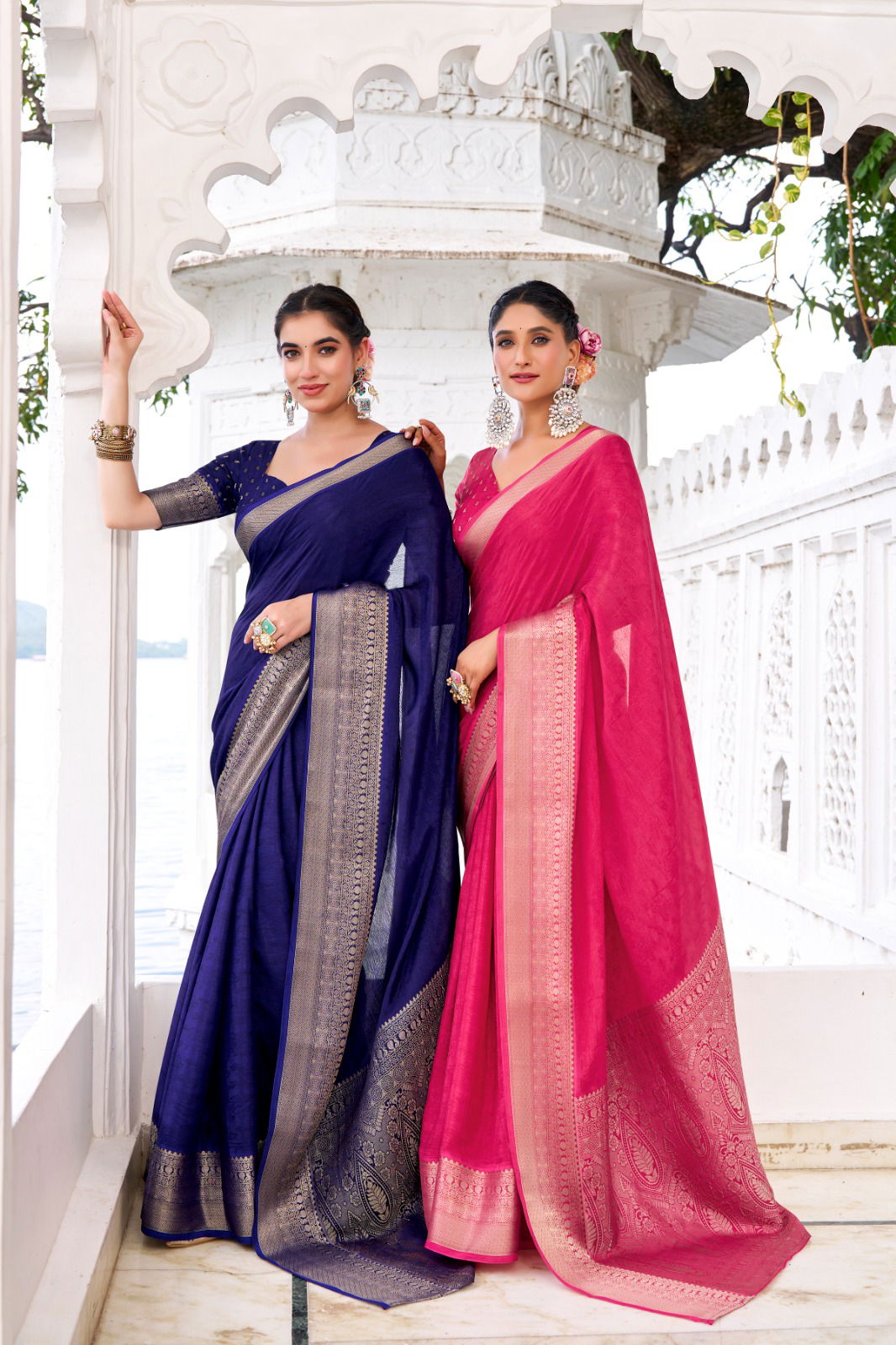 Lekha YF Mritsa Chinon Self Printed Zari Weaving Saree Wholesale