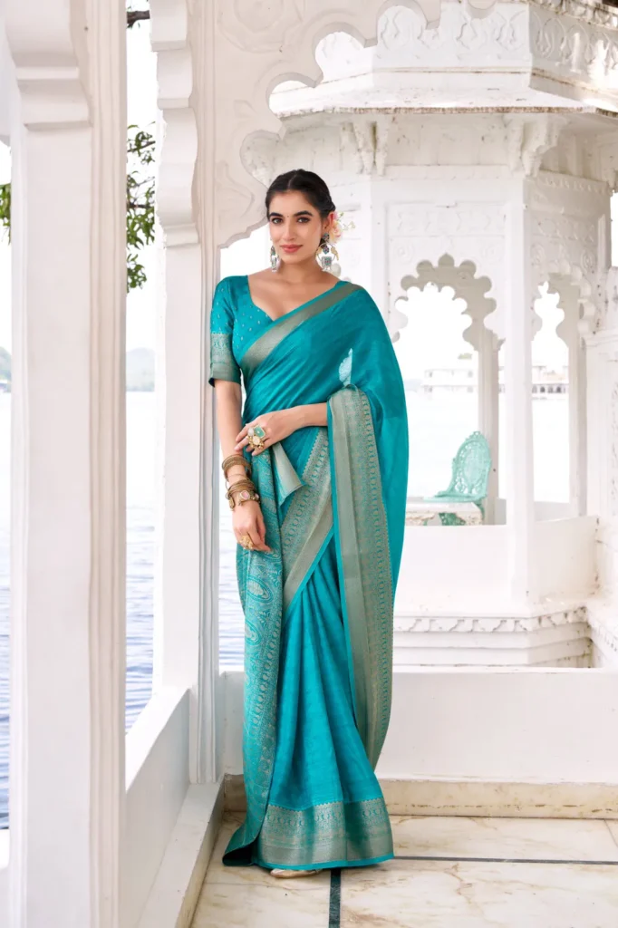 Beautiful Lekha YF Mritsa Chinon Self Printed Zari Weaving Saree Wholesale 2026