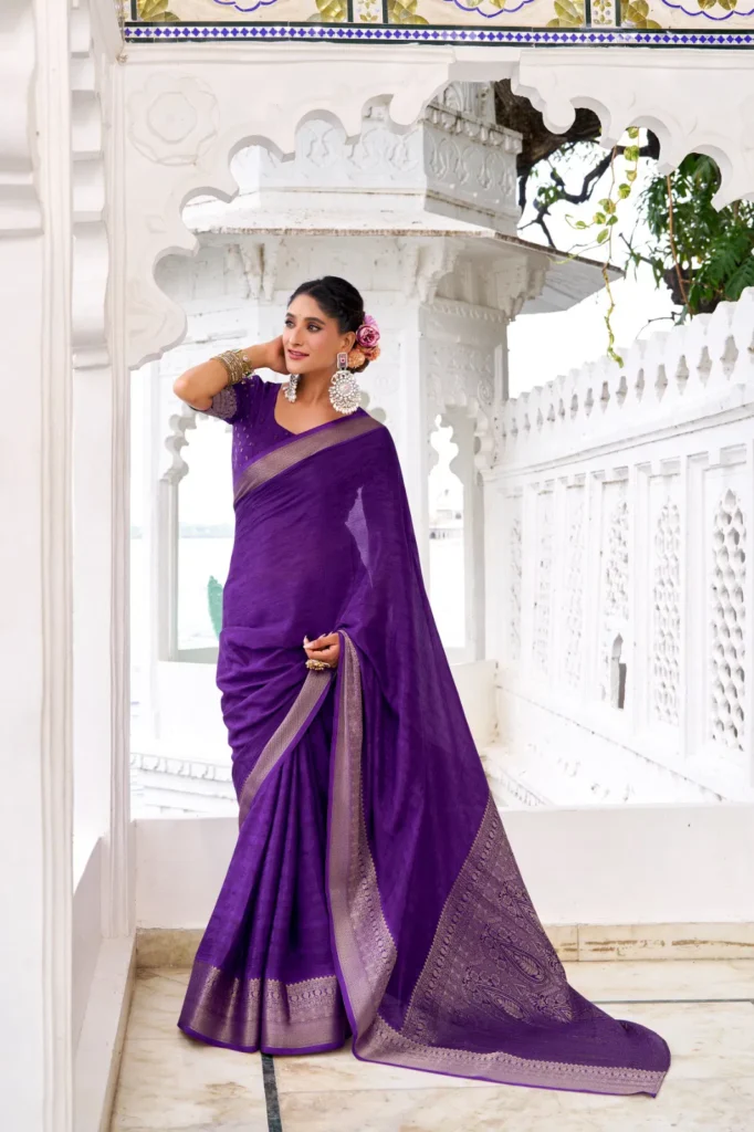Beautiful Lekha YF Mritsa Chinon Self Printed Zari Weaving Saree Wholesale 2026