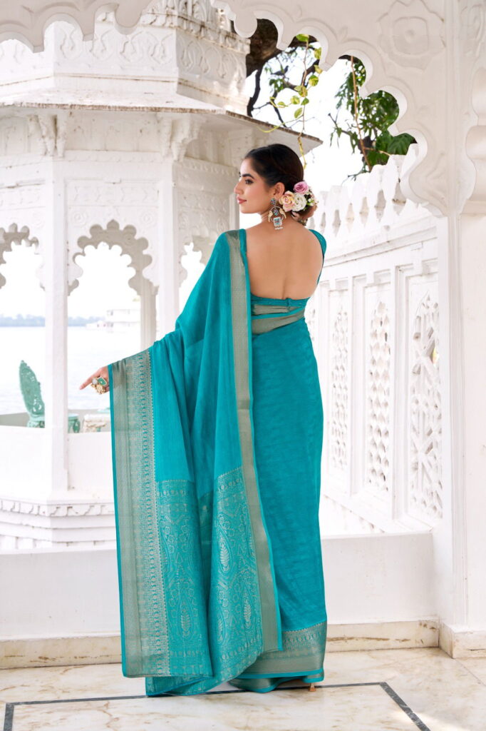 Beautiful Lekha YF Mritsa Chinon Self Printed Zari Weaving Saree Wholesale 2026