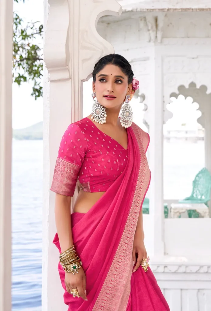 Beautiful Lekha YF Mritsa Chinon Self Printed Zari Weaving Saree Wholesale 2026