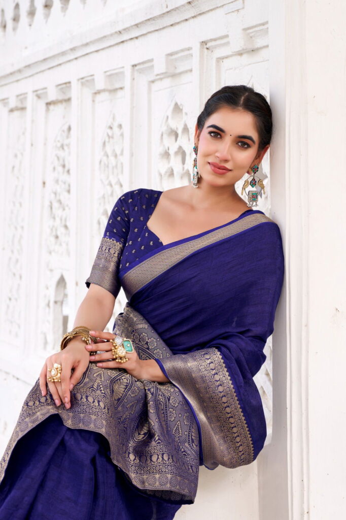 Beautiful Lekha YF Mritsa Chinon Self Printed Zari Weaving Saree Wholesale 2026