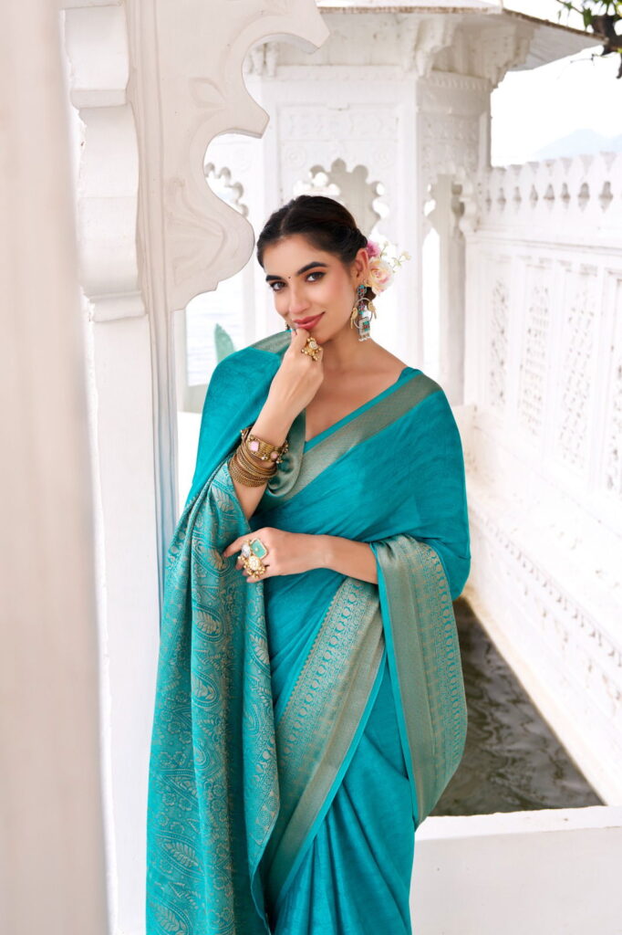 Beautiful Lekha YF Mritsa Chinon Self Printed Zari Weaving Saree Wholesale 2026