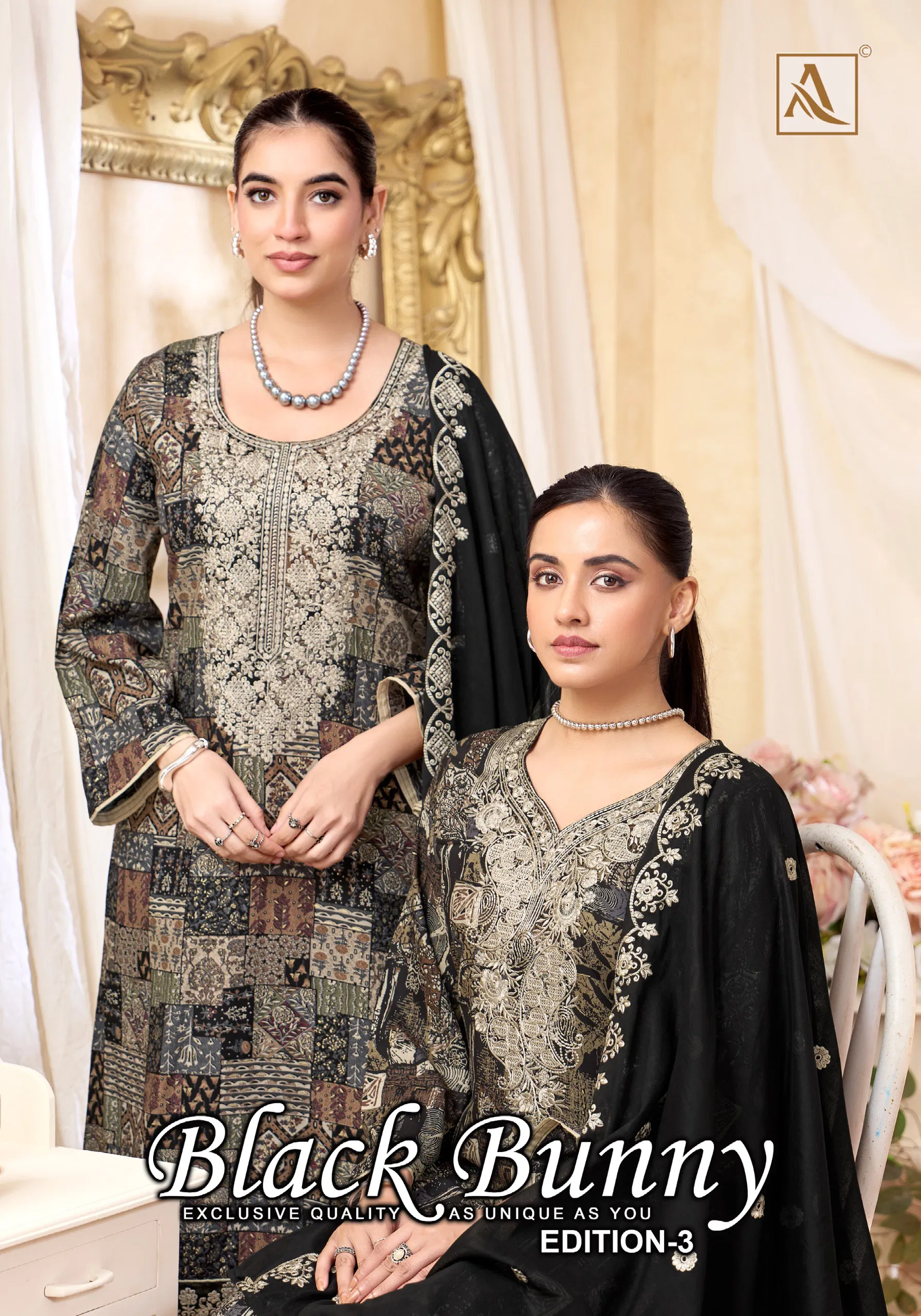 Alok Black Bunny Edition 3 Viscose Rayon Printed Dress Material Collection Wholesale