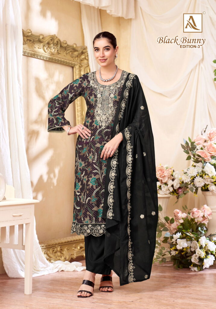 Stylish Alok Black Bunny Edition 3 Viscose Rayon Printed Dress Material Collection Wholesale 2026