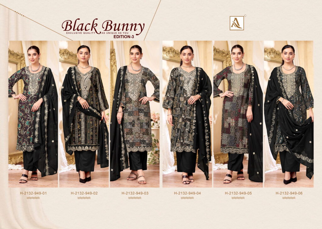 Stylish Alok Black Bunny Edition 3 Viscose Rayon Printed Dress Material Collection Wholesale 2026