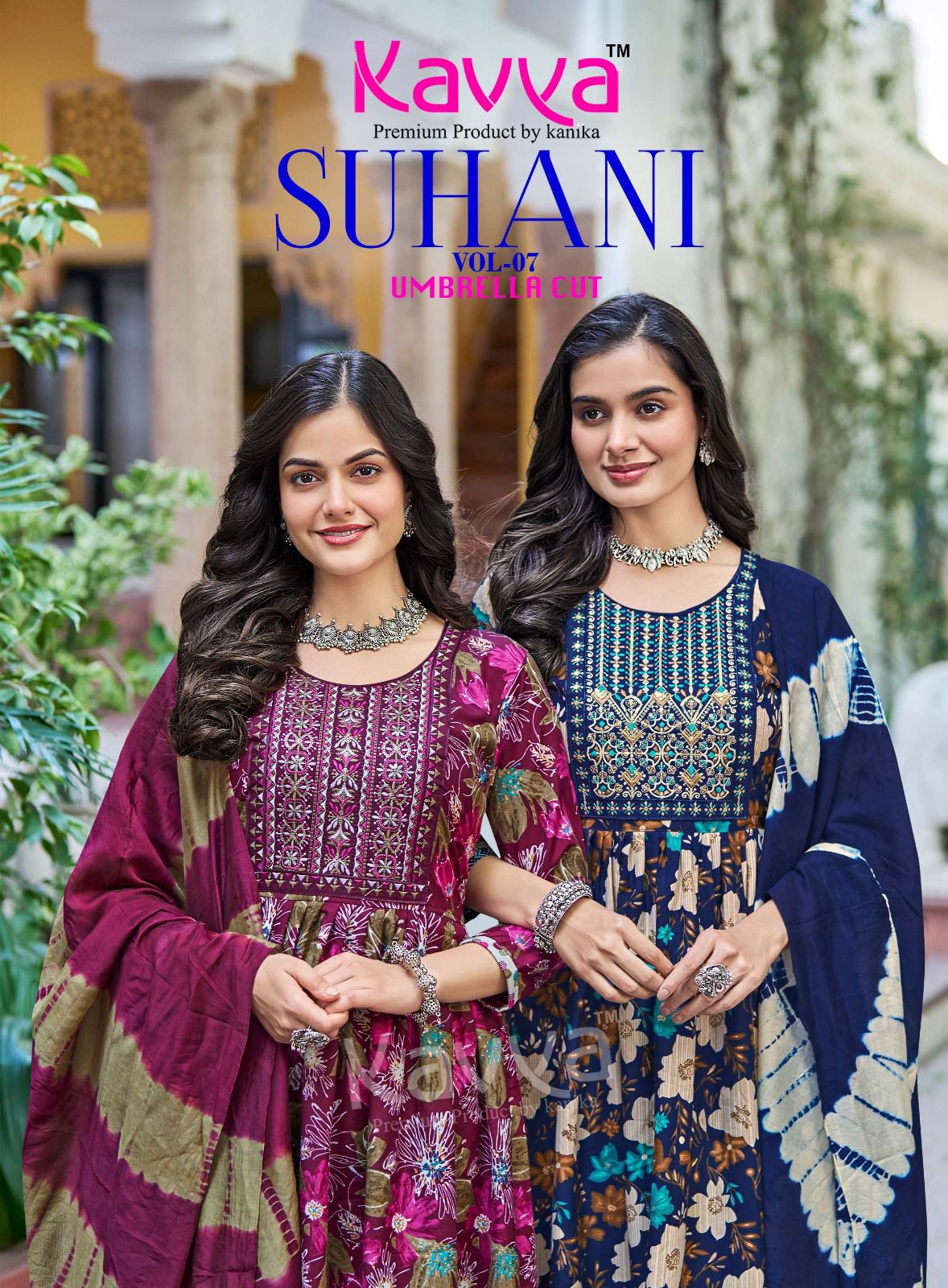 Kavya Suhani vol 7 Umbrella Cut Poly Viscose Foil Print Kurti With Bottom and Dupatta Collection Wholesale