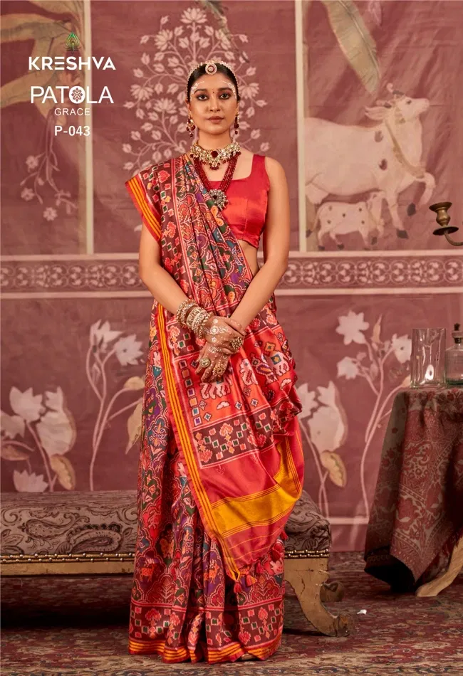 Buy Kreshva Patola Grace P.V.Silk With Weaving Border Saree Collection Wholesale 2026