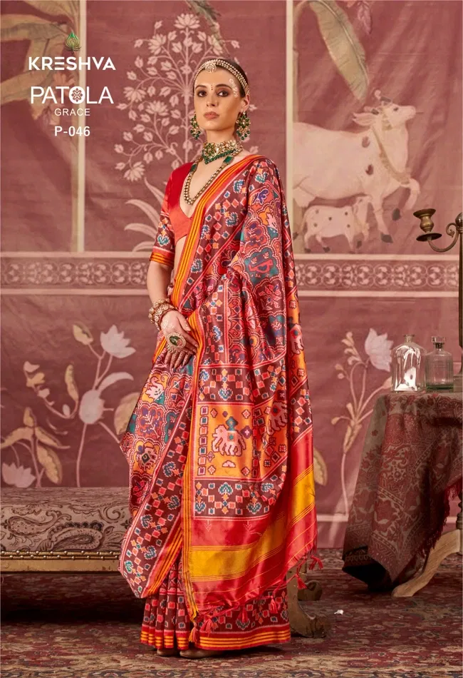 Buy Kreshva Patola Grace P.V.Silk With Weaving Border Saree Collection Wholesale 2026