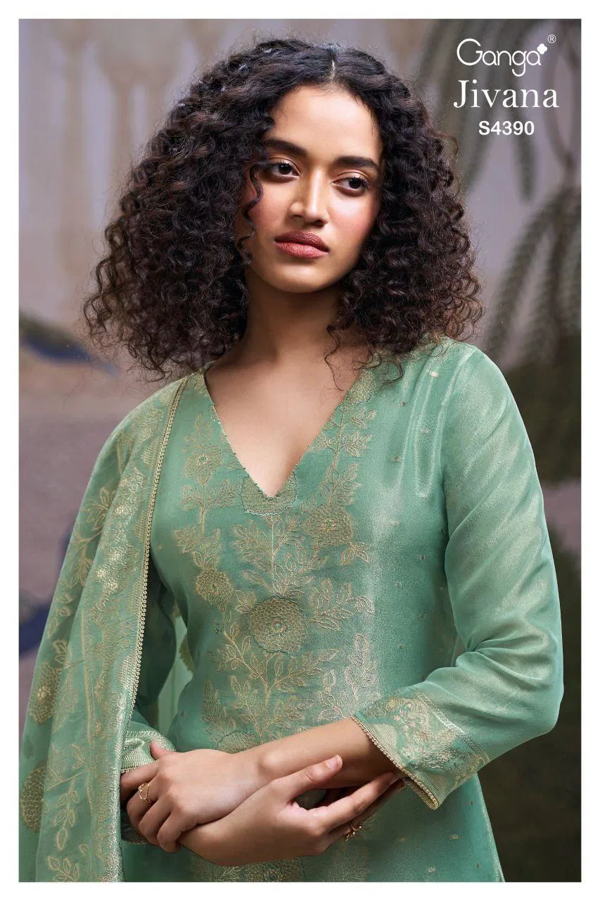 Ganga Jivana 4390 Bemberg Silk With Embroidery Salwar Kameez Wholesale