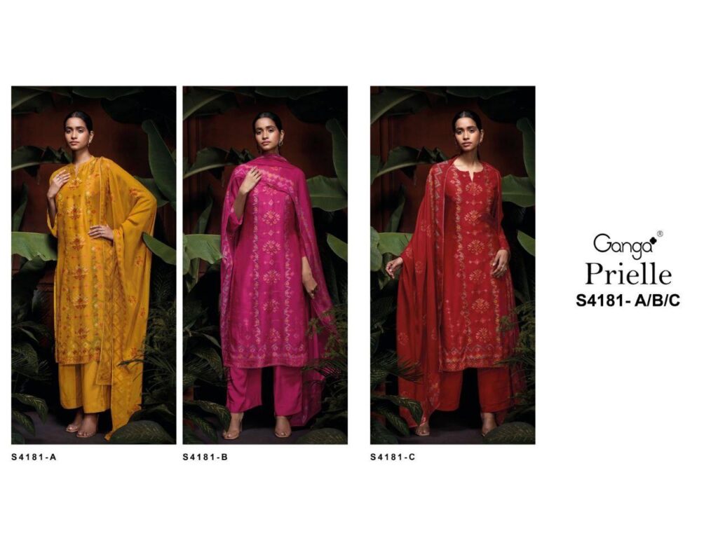 Launching Ganga Prielle 4181 Bemberg Silk Printed Embroidery Salwar Kameez Wholesale 2026