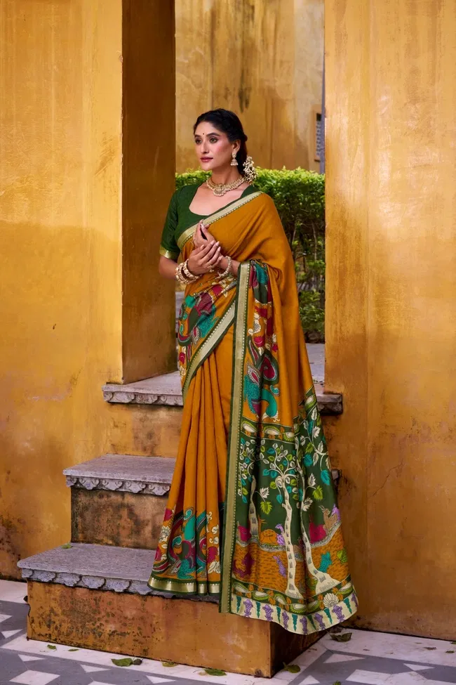 Beautiful Lekha Yf 7048 Viscose Chanderi Kalamkari Printed Fancy Saree Collection Wholesale 2026