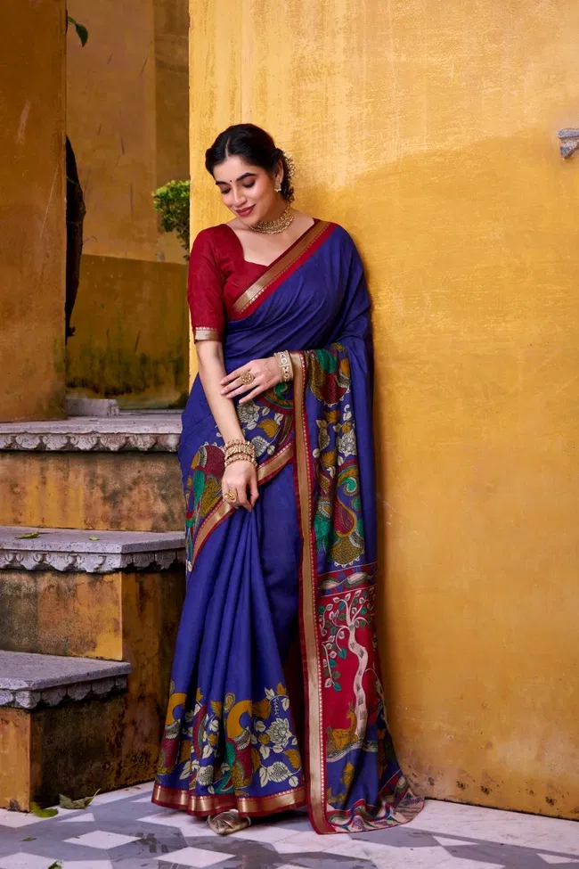 Beautiful Lekha Yf 7048 Viscose Chanderi Kalamkari Printed Fancy Saree Collection Wholesale 2026