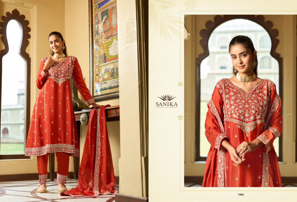 Stylish Sanika Aarini Chinon Silk Heavy Embroidery Top Plazzo Pant With Dupatta Wholesale 2026