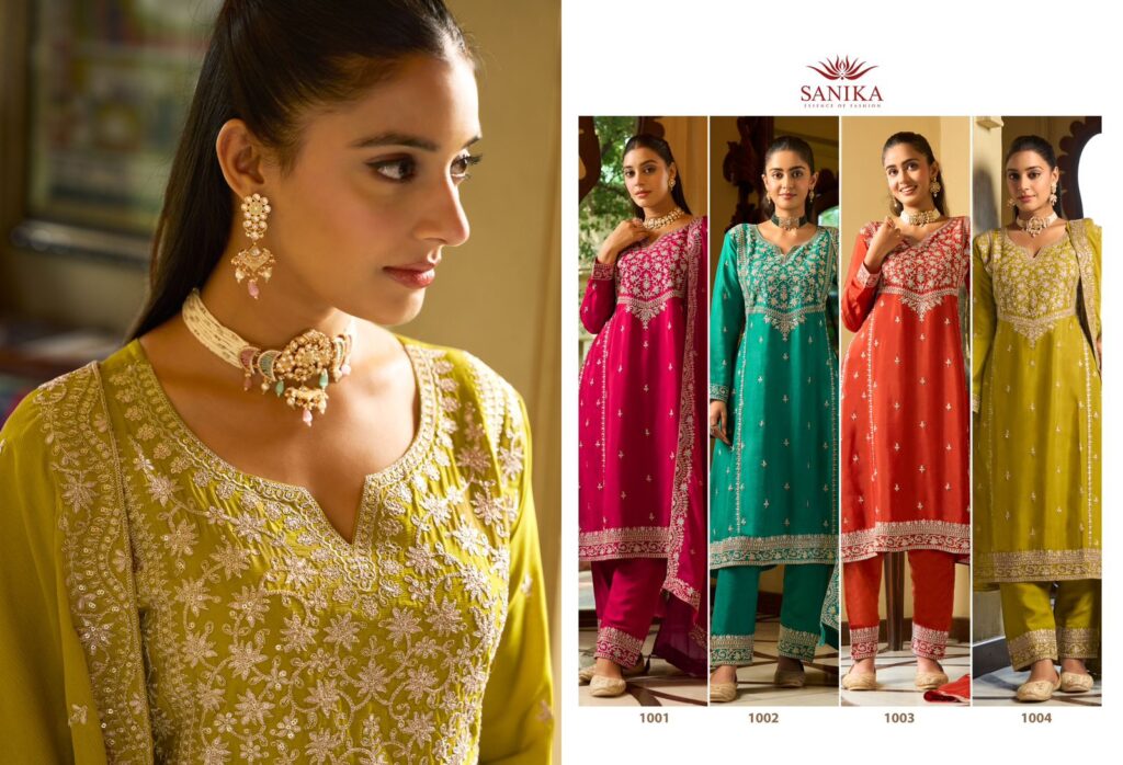 Stylish Sanika Aarini Chinon Silk Heavy Embroidery Top Plazzo Pant With Dupatta Wholesale 2026