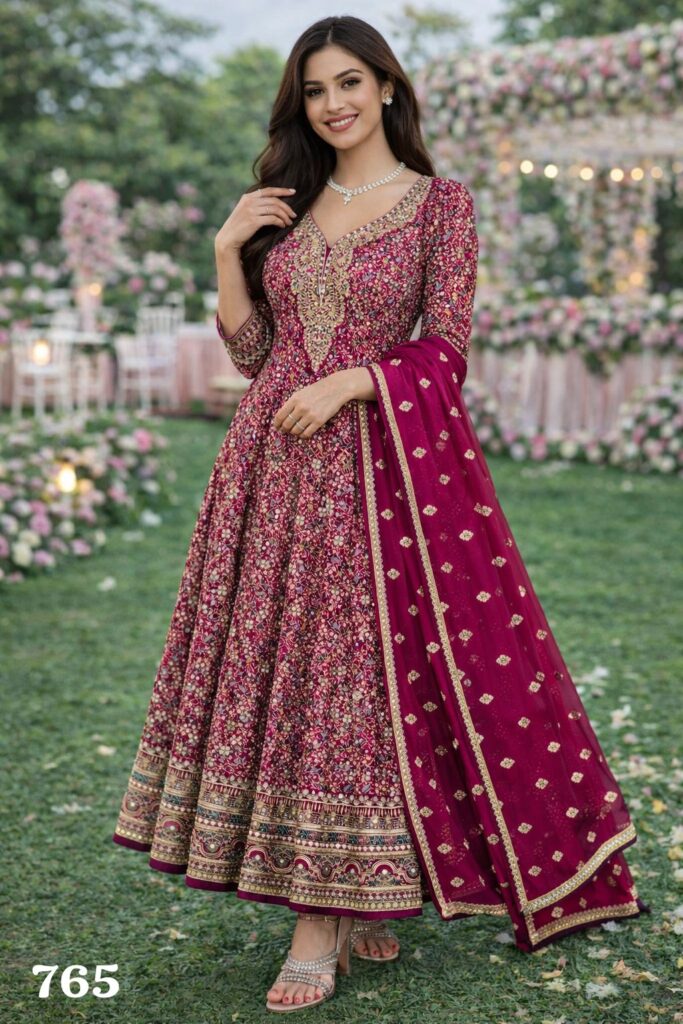 Buy Mrudangi Fiza Georgette Embroidered Gown And Dupatta Collection Wholesale 2026