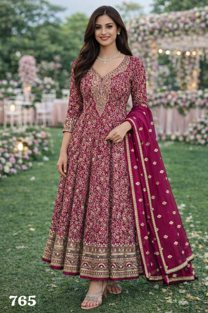 Buy Mrudangi Fiza Georgette Embroidered Gown And Dupatta Collection Wholesale 2026