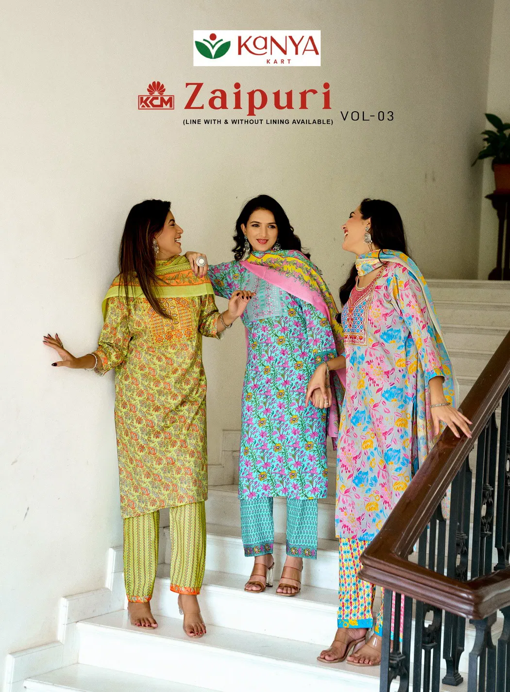 De Zaipuri Vol 3 Two Tone Cotton Embroidered Kurti WIth Bottom Dupatta Wholesale
