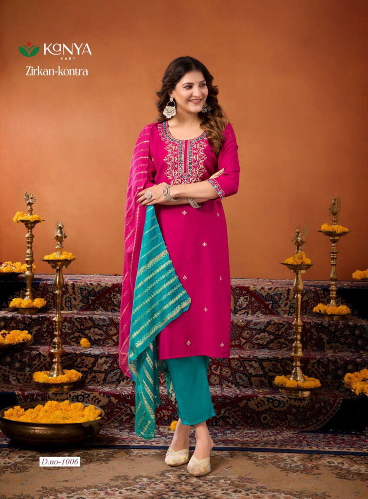 Launching De Zirkan Kontra Vol 1 Vertican Handworked Kurti With Bottom Dupatta Wholesale 2026