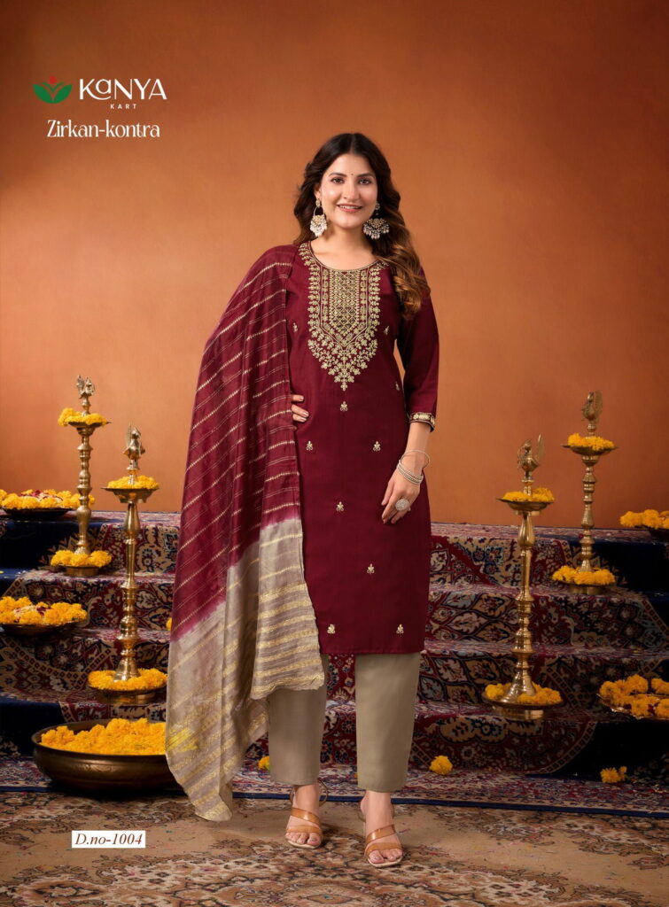 Launching De Zirkan Kontra Vol 1 Vertican Handworked Kurti With Bottom Dupatta Wholesale 2026