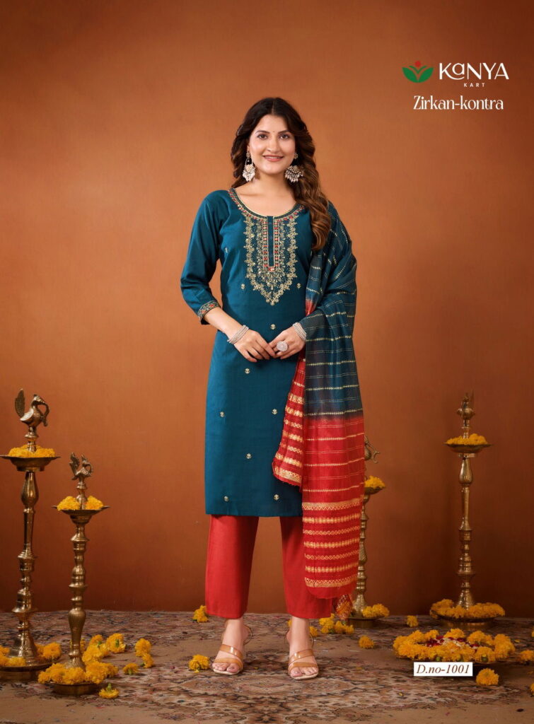 Launching De Zirkan Kontra Vol 1 Vertican Handworked Kurti With Bottom Dupatta Wholesale 2026