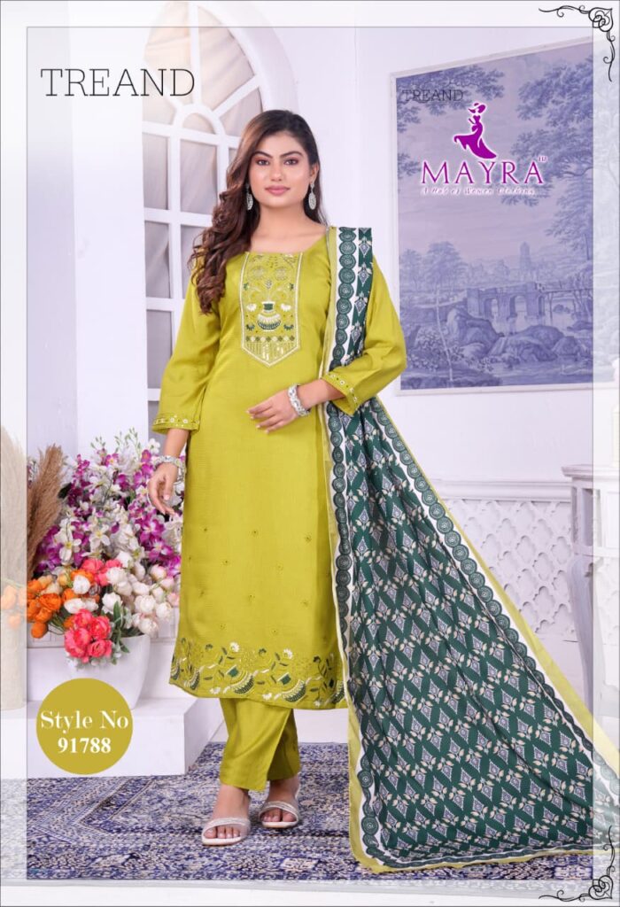 Latest De Ishika Berlin Silk With Sequince Embroidery Worked Kurti With Bottom Dupatta Wholesale 2026