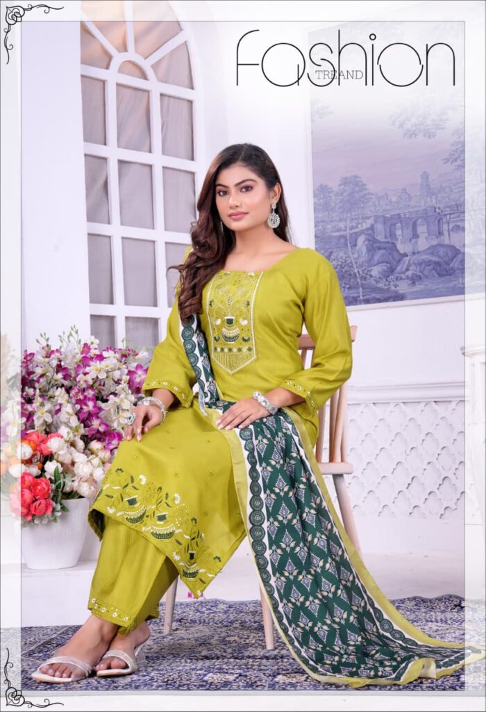 Latest De Ishika Berlin Silk With Sequince Embroidery Worked Kurti With Bottom Dupatta Wholesale 2026