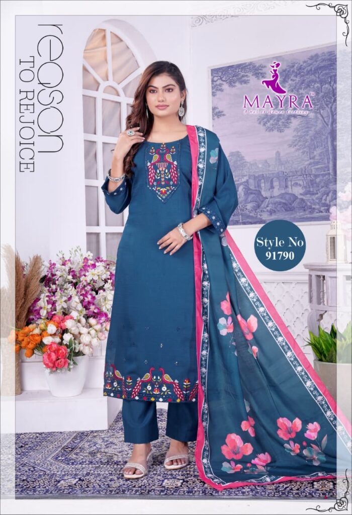 Latest De Ishika Berlin Silk With Sequince Embroidery Worked Kurti With Bottom Dupatta Wholesale 2026