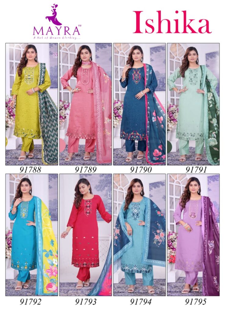 Latest De Ishika Berlin Silk With Sequince Embroidery Worked Kurti With Bottom Dupatta Wholesale 2026