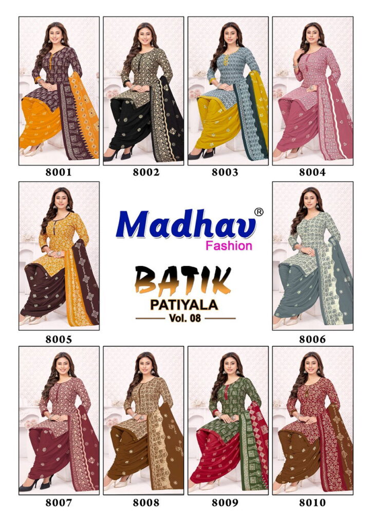 Beautiful Madhav Batik Patiyala Vol 8 Cotton Printed Dress Material Collection Wholesale 2026