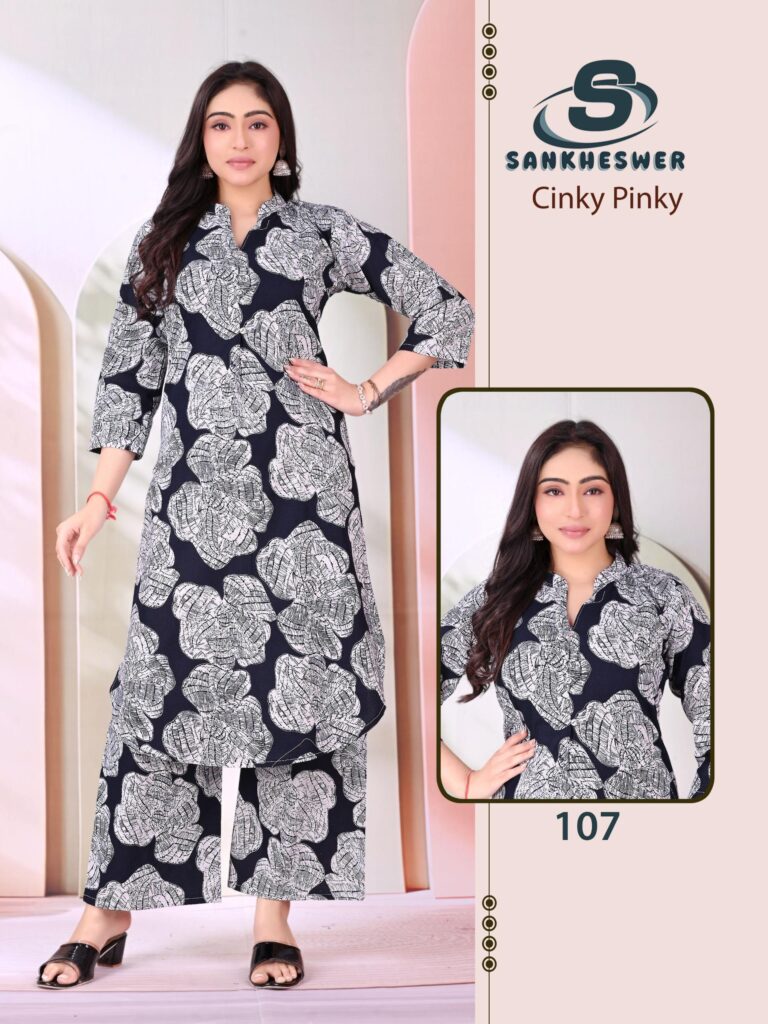 Latest Sankheswer Cinky Pinky Cotton Flex Casual Wear Top And Bottom Collection Wholesale 2026