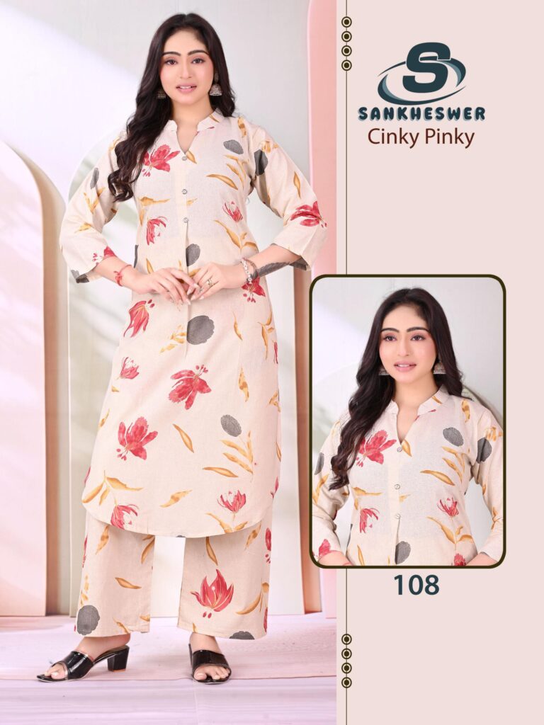 Latest Sankheswer Cinky Pinky Cotton Flex Casual Wear Top And Bottom Collection Wholesale 2026