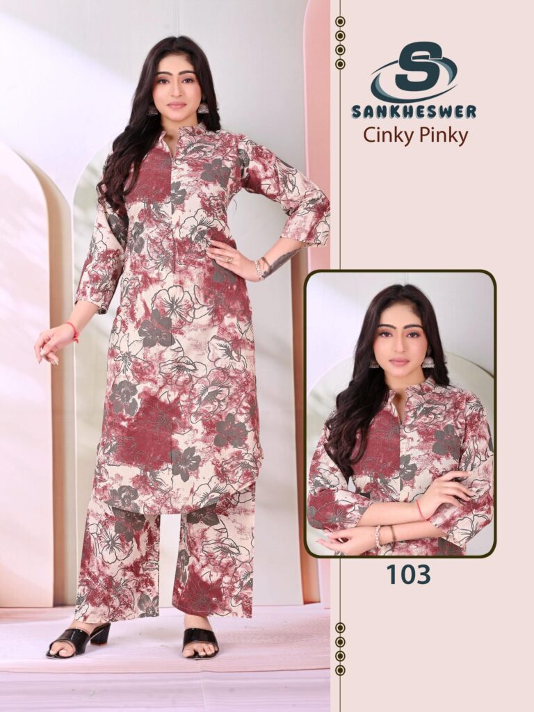 Latest Sankheswer Cinky Pinky Cotton Flex Casual Wear Top And Bottom Collection Wholesale 2026
