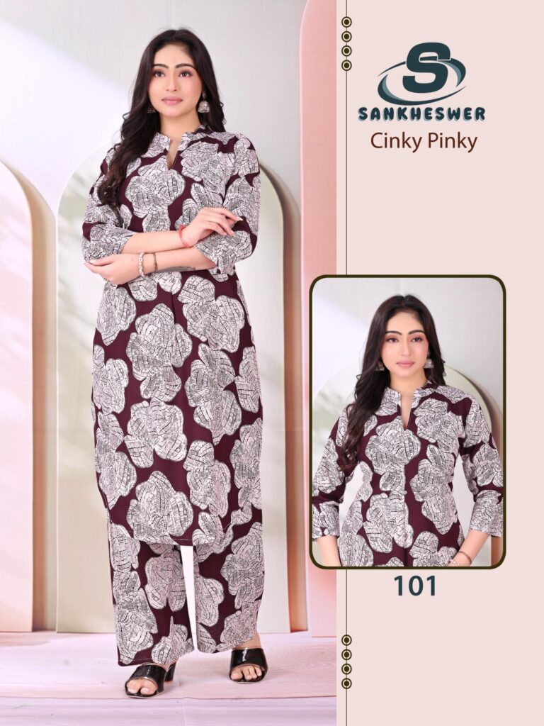 Latest Sankheswer Cinky Pinky Cotton Flex Casual Wear Top And Bottom Collection Wholesale 2026
